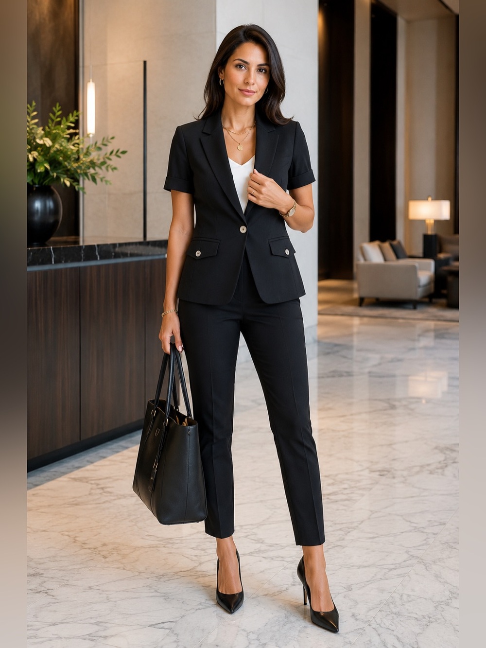 WHBM White House Black Market Black Short Sleeve Blazer Jacket 14